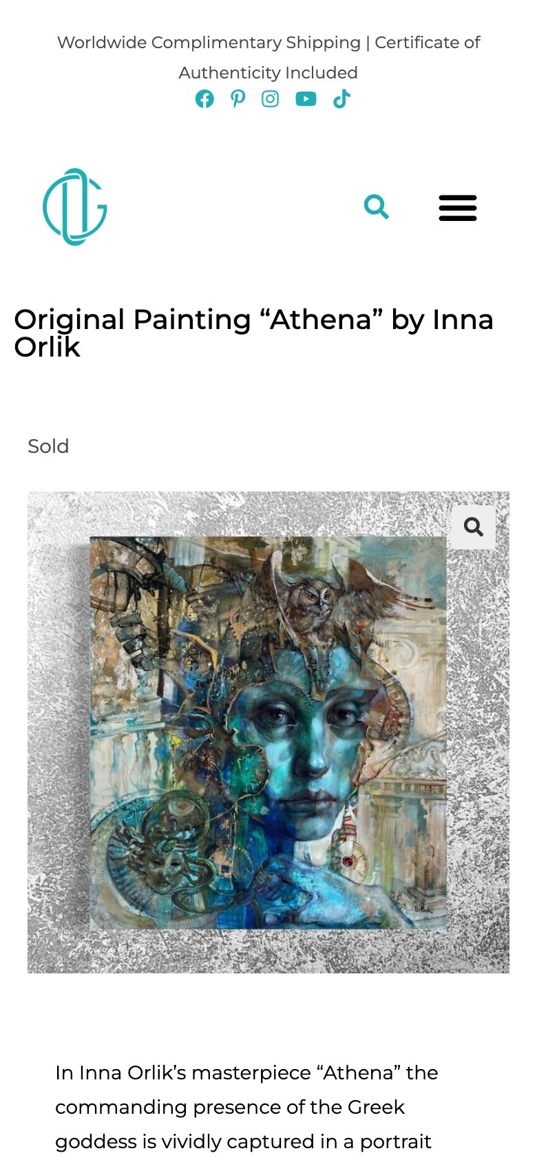 Σελίδα έργου του orlikgallery.com σε κινητό