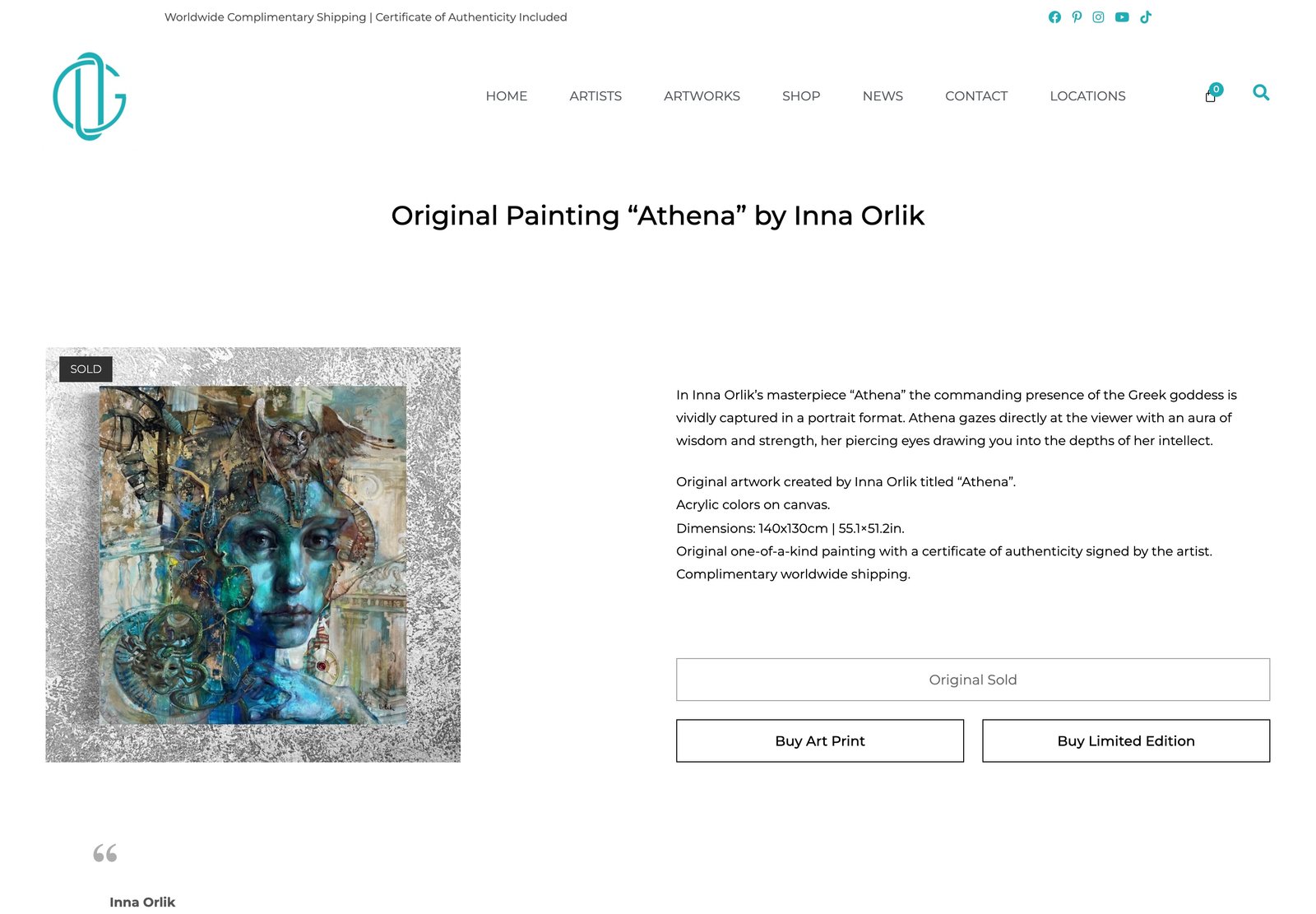 Σελίδα έργου στο orlikgallery.com με παραλλαγές αγοράς (πρωτότυπο, art print, limited edition)
